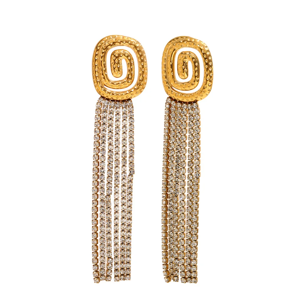 

Trendy Stainless Steel Tassel Earring Plated 18k Gold Color Non-Tarnish Waterproof Jewelry Gift for Women