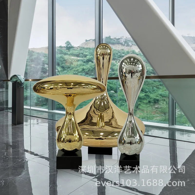 YJQ Modern Outdoor Electroplating FRP Sculpture Hotel Clubhouse Foyer Model Room Soft Decoration Ornament
