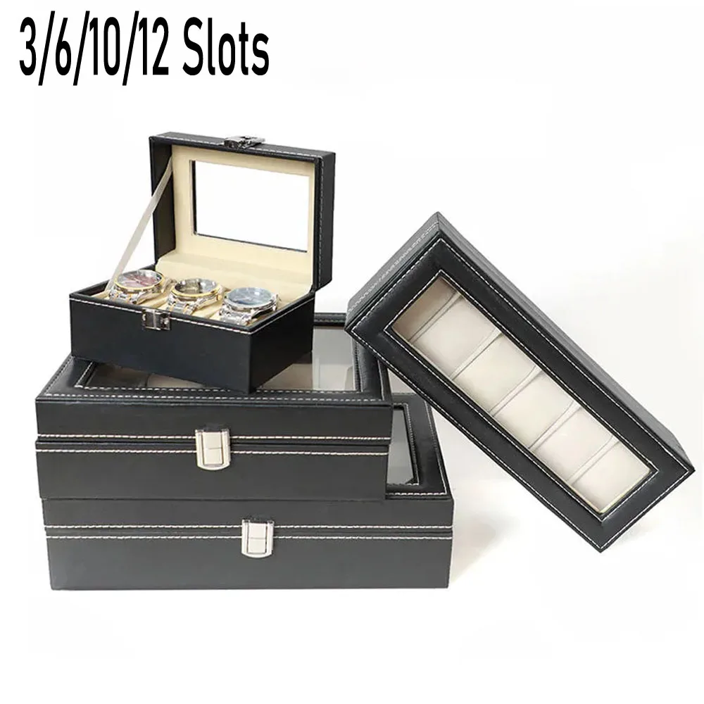 

Luxury Pu Leather 3/6/10/12 Grids Watch Box For Men and Women Display Holder Stroge Case Best Gift Clock Jewelry Organizer