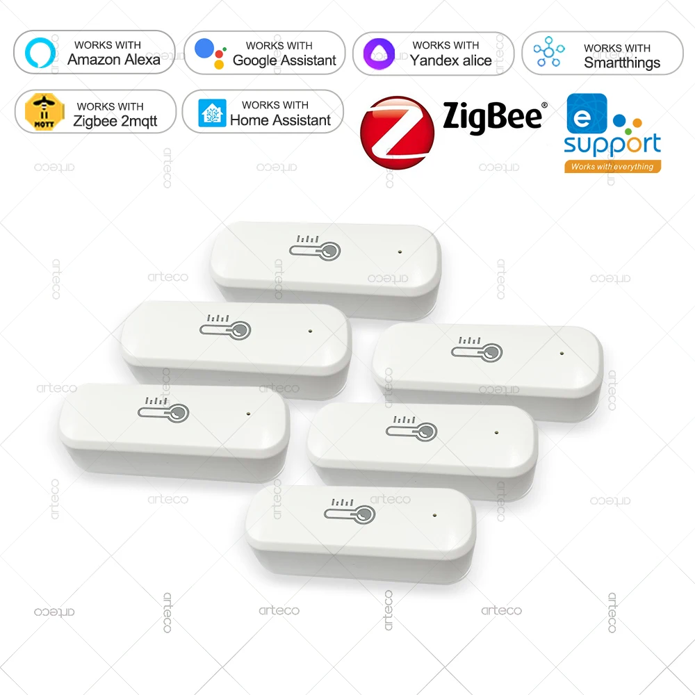 

Датчик температуры и влажности Zigbee, термометр для умного дома, гигрометр, приложение, удаленная работа с Alexa Yandex Alice Home Assistant