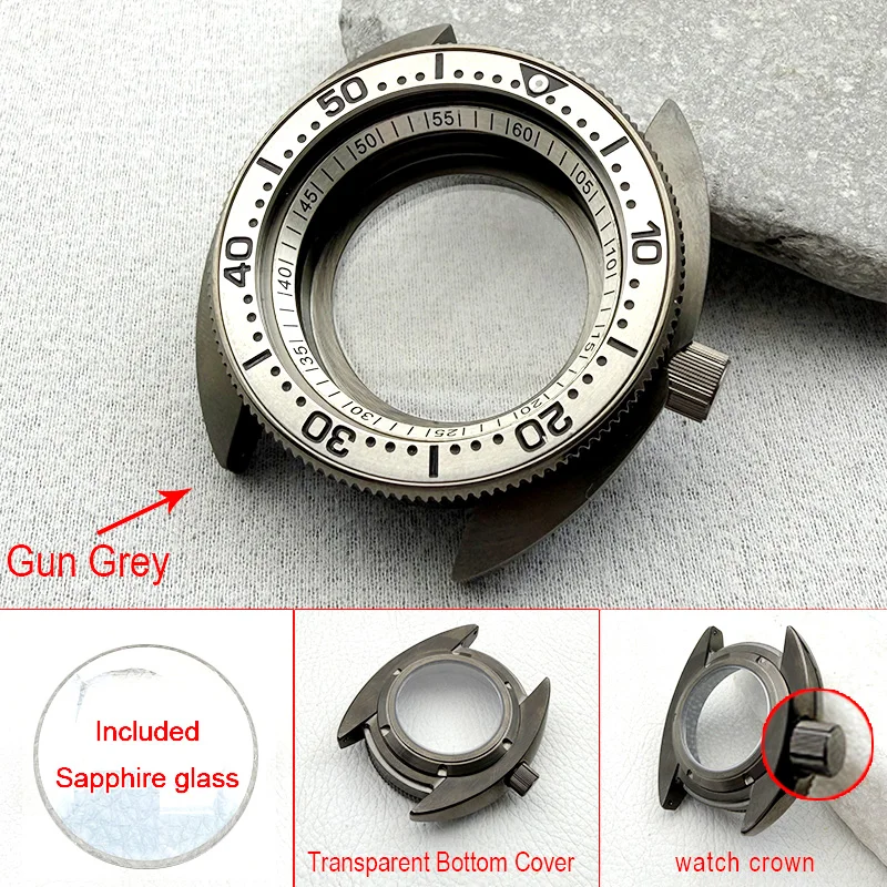 

Gun Grey Mod 6105 6309 Abalone Turtle Case Crown at 3.0 Fit 7S 4R35 NH35 NH36 Механизм 20ATM Водонепроницаемый корпус часов на заказ