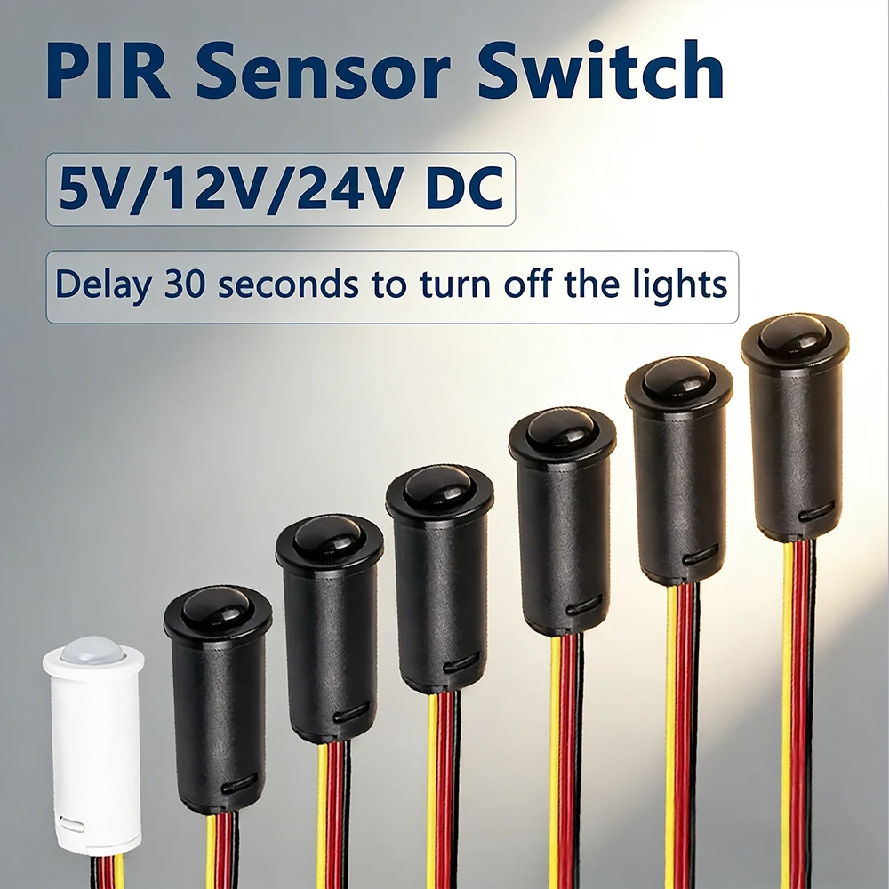 Interruptor de movimento infravermelho pir 5v12v, interruptor automático, sensor pir, luz led, interruptor infravermelho, detecção sensível, atraso de tempo 30s