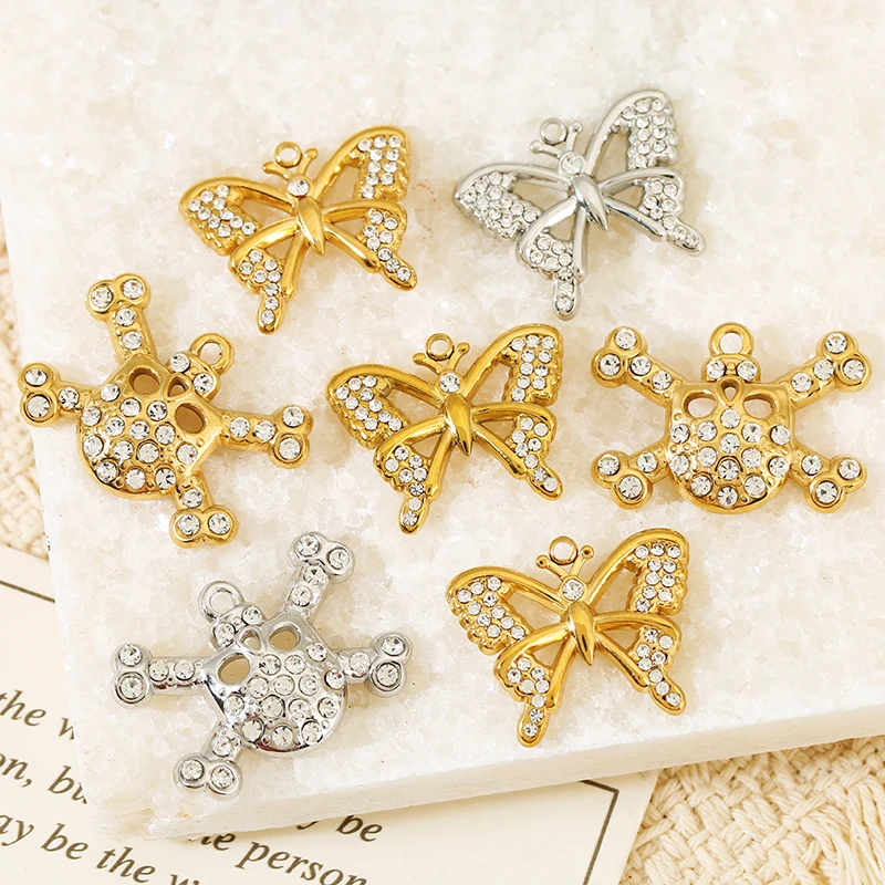 4pcs 스테인레스 스틸 할로우 지르콘 나비 해적 해골 - Butterfly Pendant Necklace 리뷰 및 가격