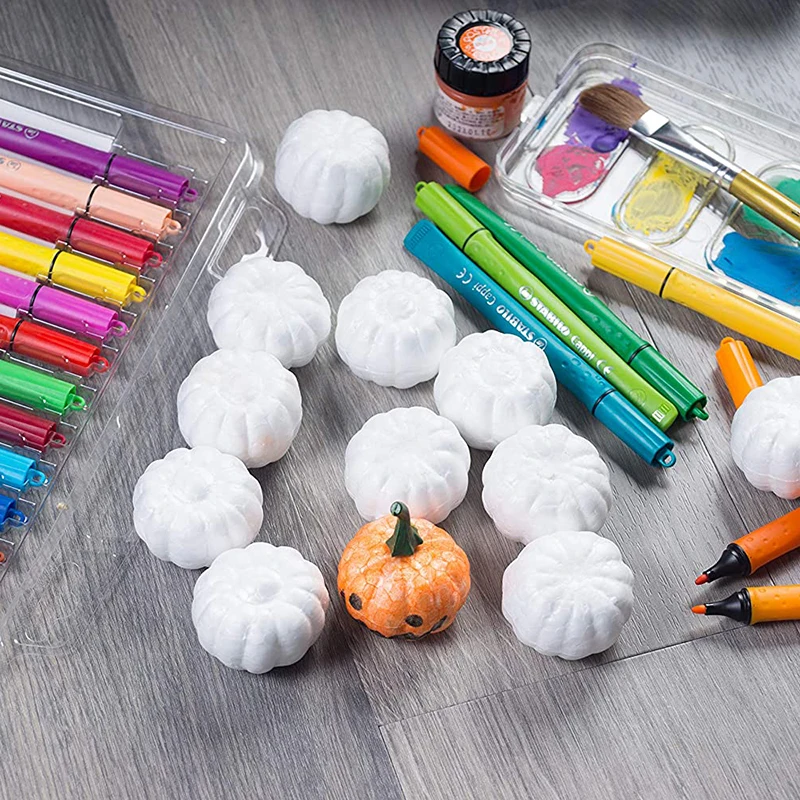 10Pcs 6/8cm DIY Halloween Foam Pumpkins Polystyrene Styrofoam Foam White Pumpkin For Halloween Home Decor Kids Handmade Crafts - view 4