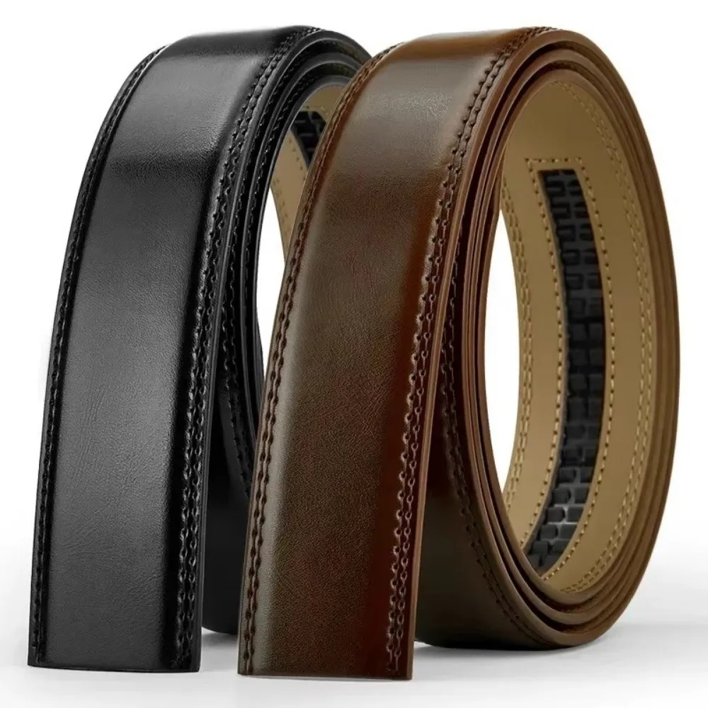 Luxe 115/125/135/145 cm hommes ceinture noir marron 3.5 cm de large ceintures en cuir véritable sans boucle ceinture en peau de vache Cinturones Para Mujer