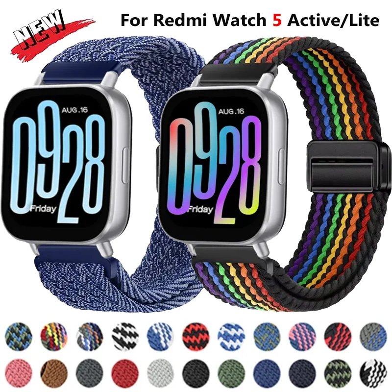 22 mm magnetisches geflochtenes Nylonarmband für Redmi Watch 5 Active, bequemes Armband, Xiaomi Redmi 5 Lite Correa Zubehör
