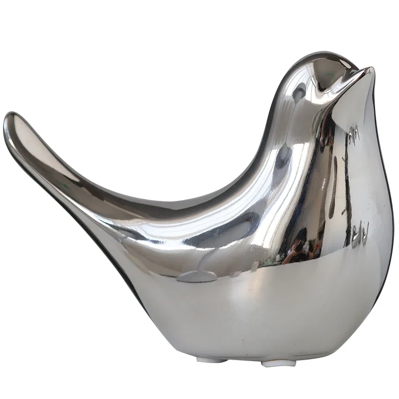 

Nordic Aesthetic Miniatures Decoration Crafts Modern Silver Plating Birdie Figurines Bedroom Living Room Home Decor Statua FYFM