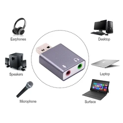 USB Input to 3.5mm TRS Headphone or Mic 3.5mm TRS Microphone to USB 2.0 Stereo External Sound Card Adapter Convert