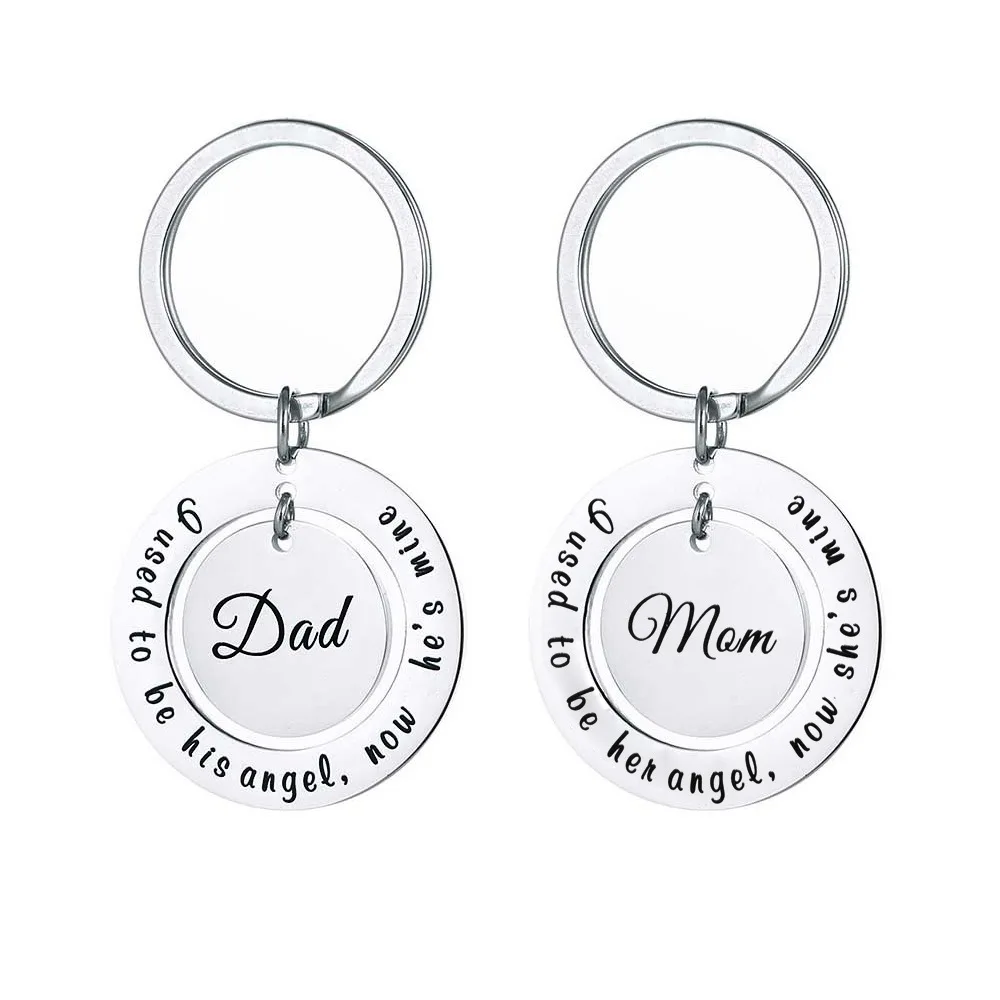 

Personalized Circle Stainless Steel Keychain Ring Pendant Custom Engraving Keyring No Fading Jewelry Thanksgiving Jewelry Gift