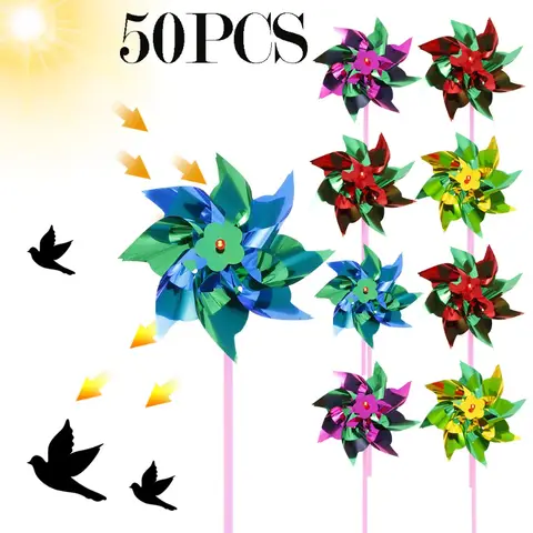 50 Stück Bunte Plastik-Windräder DIY Rasen-Windmühlen Dekorative Windspinner in Gemischten Farben Party-Windräder für Garten- und Hofdekoration