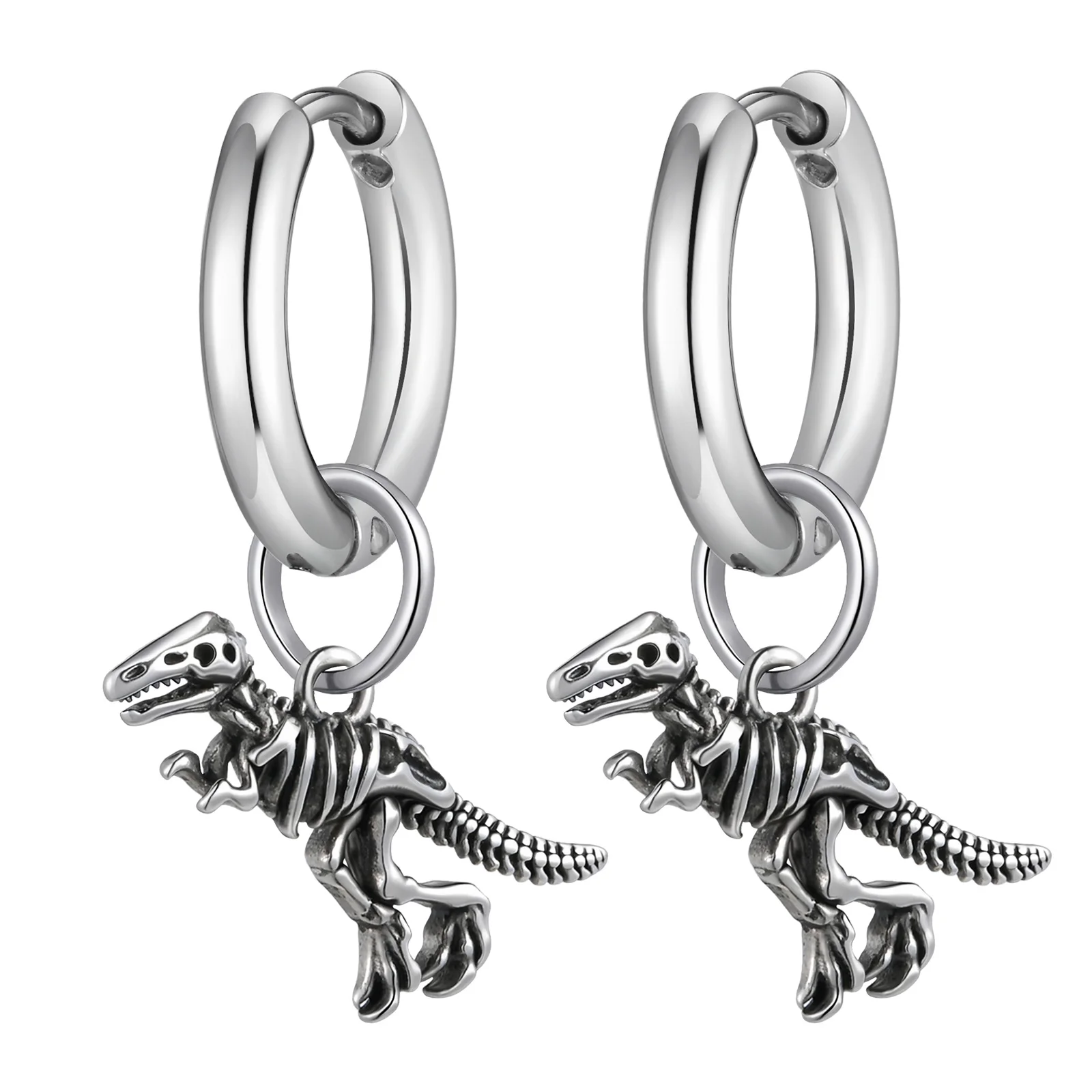 Punk Rock Dinosaurier Ohrringe für Männer Frauen Hypoallergen Edelstahl Tropfen Ohrringe Personalisierte Unregelmäßige Schmuck Geschenk