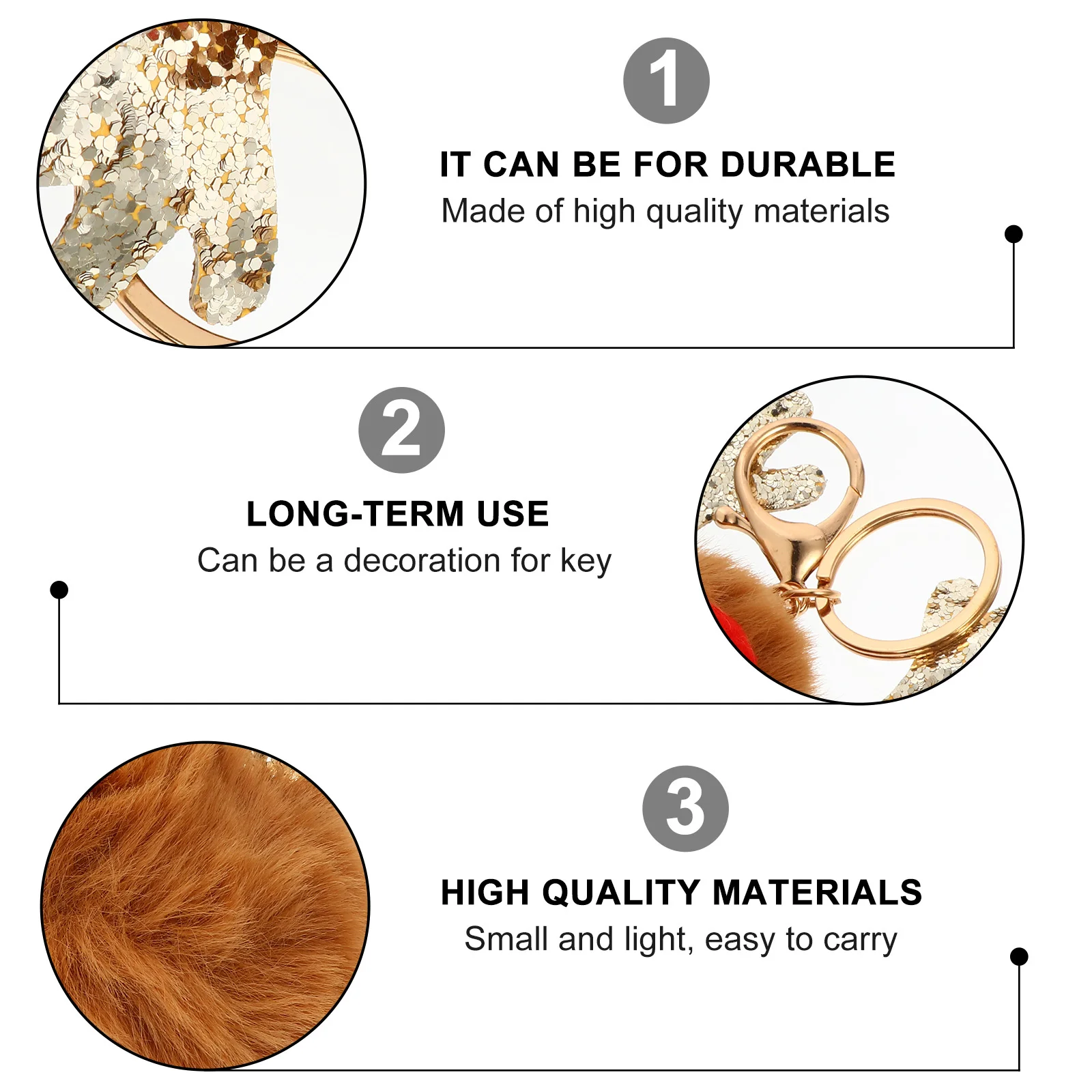 

6Pcs Elk Keychain Pendant Sequin Decoration Bag Hanging Car Charm Key Ring Accessories Elk Key Pendant Bag Hanging Decor