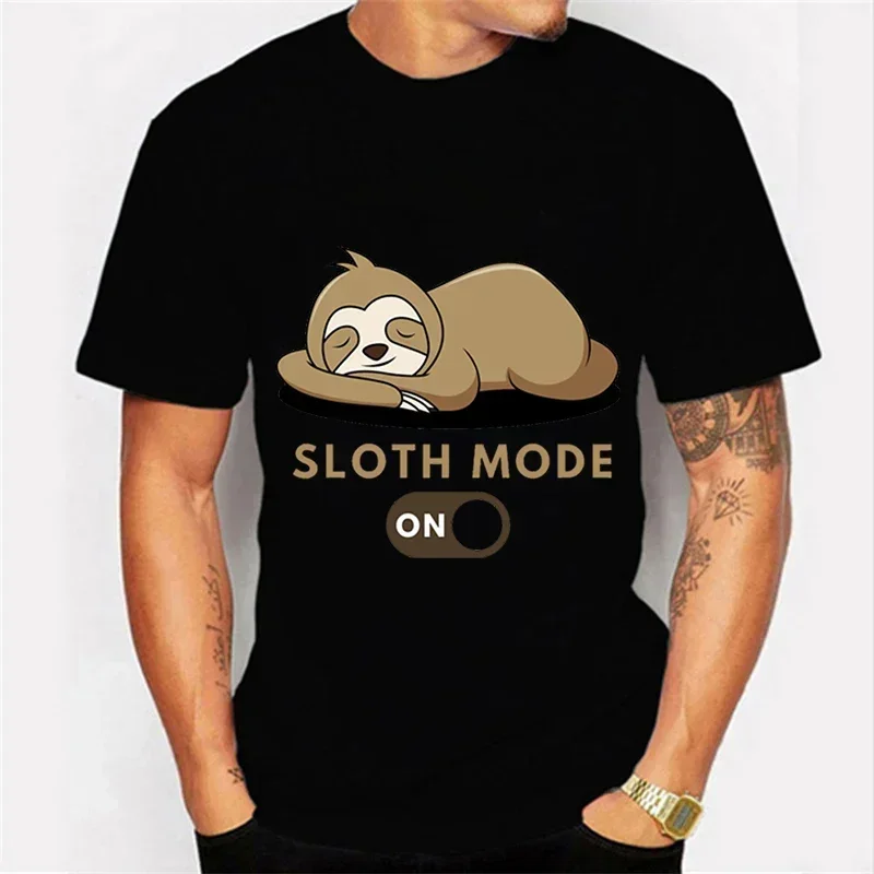 Men's T-shirts Sloth Mode Graphic Tees Y2k Short Sleeve Shirt Men Cartoon Animal Streetwear Tops Funny Sloth Homme Camiseta