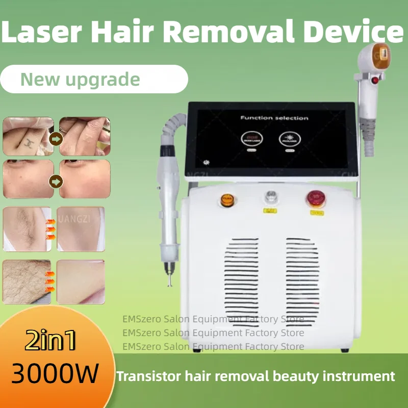 

High Quality 2 In 1 Diode Laser Hair Removal And Pico 755+808+1064 Suitable for All Skin and Hair Types Machine.