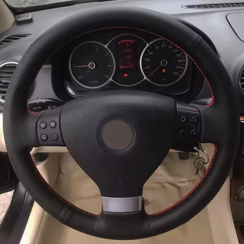 Alcantara Steering Wheel Cover Wrap Genuine Leather Red Thread Car Accessoires Specifically For Volkswagen Golf 5 Mk5 Passat B6