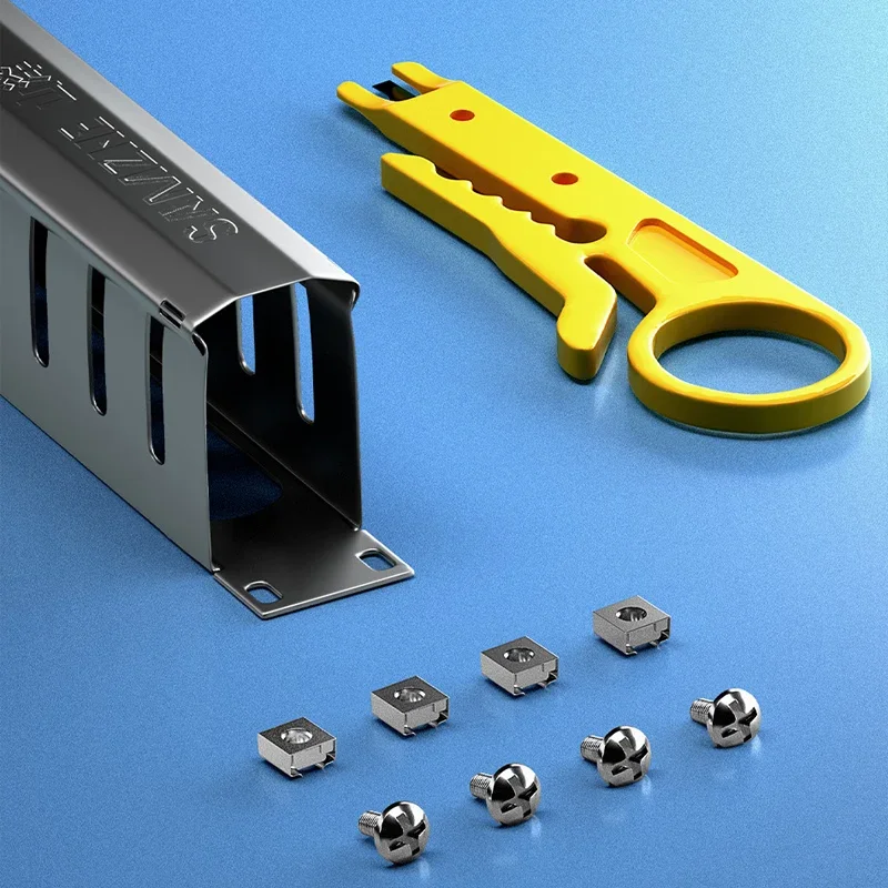 SAMZHE Cable Management Horizontal Mount 12/25 Slot Metal Finger Duct Wire Organizer with Cover for 19 inch Server Rack