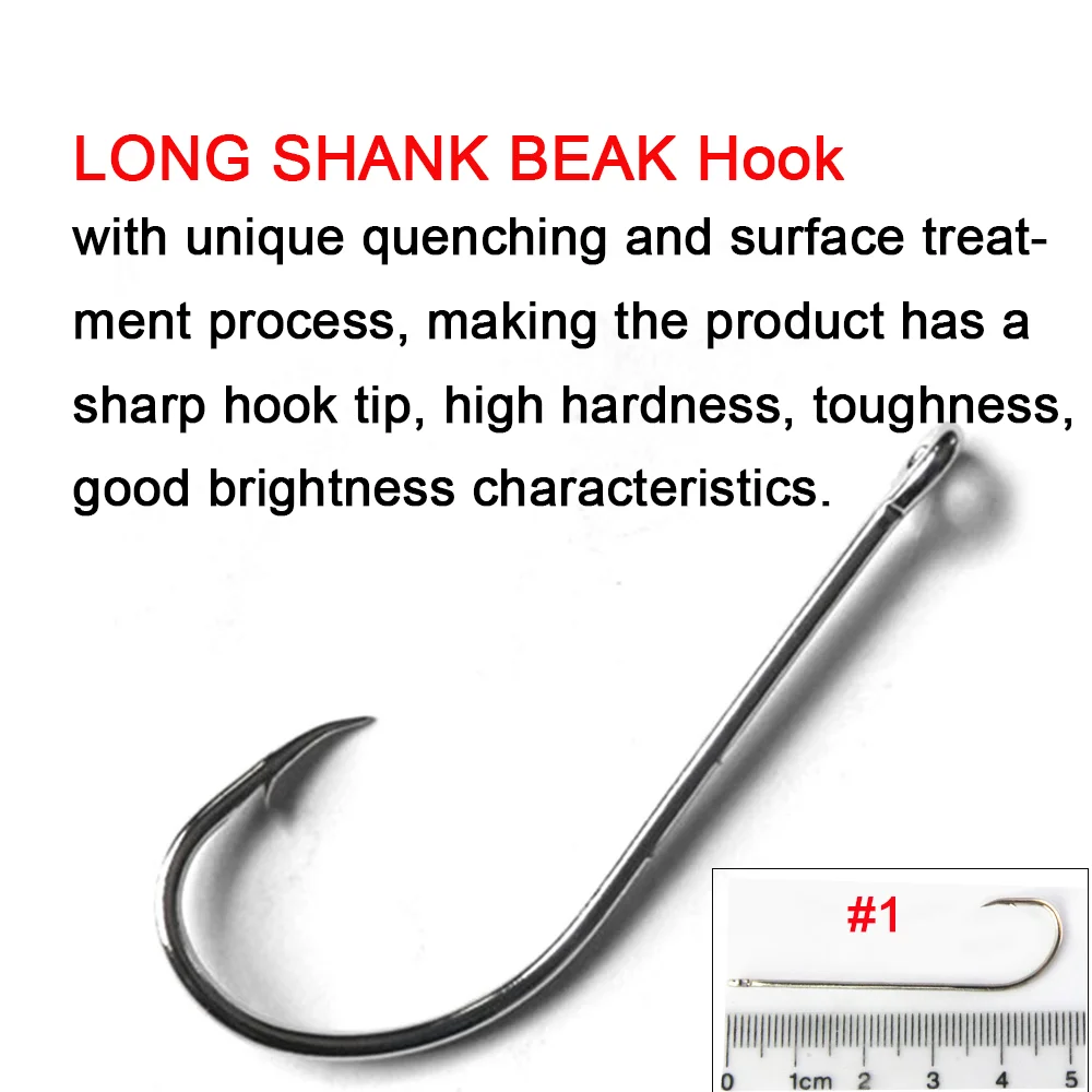 Lionriver Long Shank Beak Fishing Hook Octopus Rig Making Hooks Various Size8 6 4 2 1 1/0 2/0 3/0 4/0 5/0 6/0 7/0 8/0 9/010/0