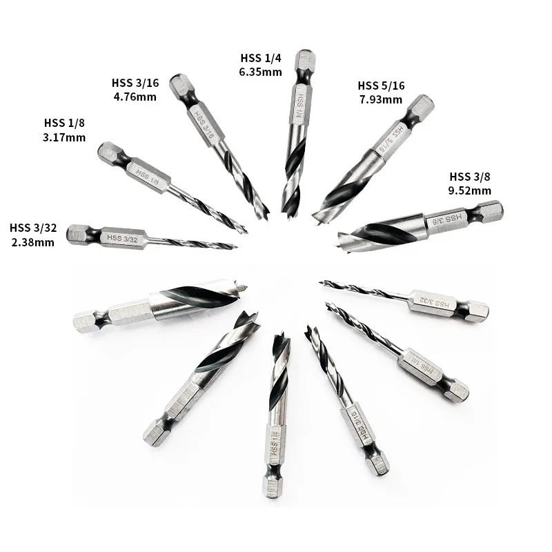 Imagem -02 - Hex Shank Drill Bits Conjunto para Carpintaria Elétrica Ferramenta Elétrica Troca Rápida 3-point Stubby Hss 14 Pcs