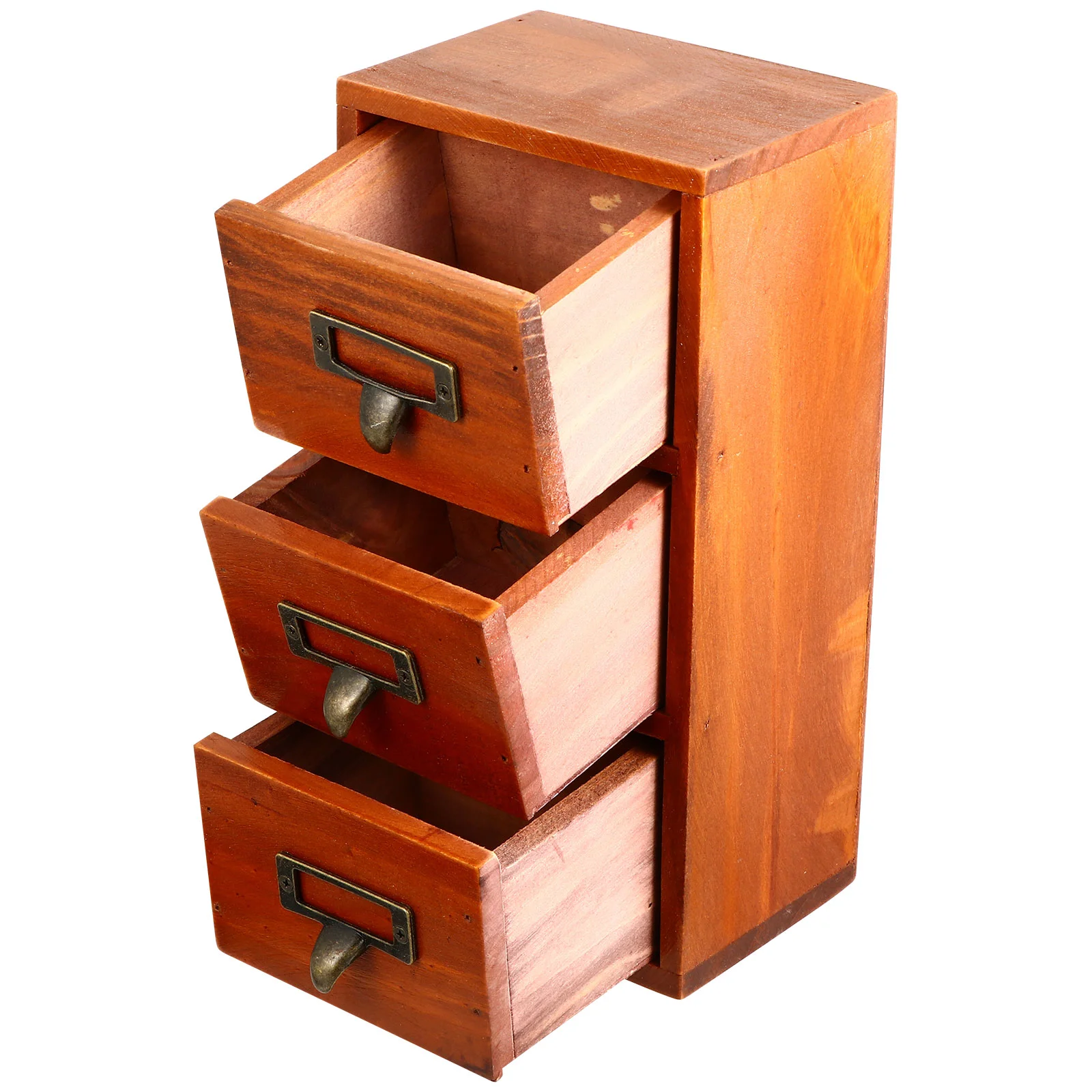 Wooden Storage Box Desktop Finishing Container Cosmetics with Drawer Organizer Office