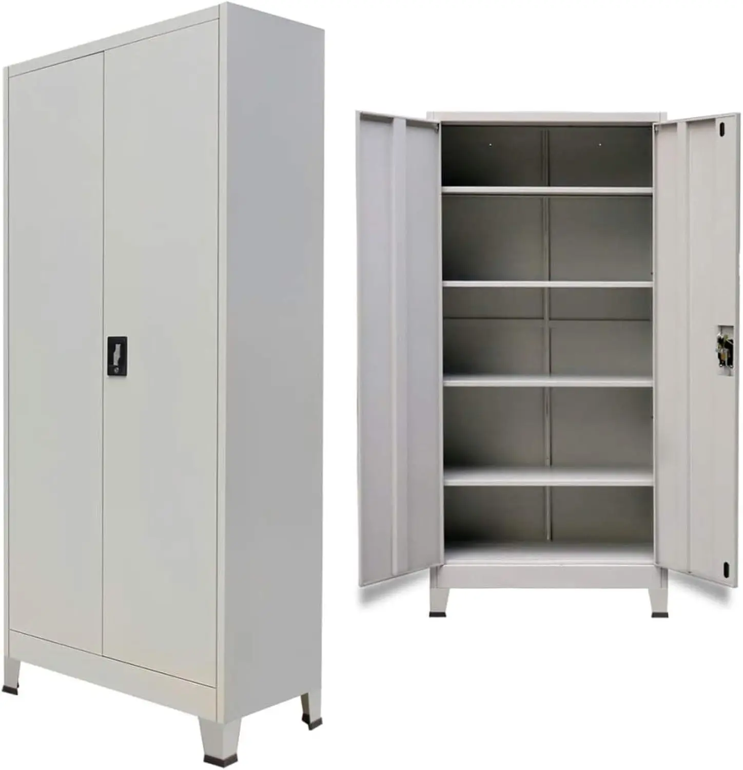 Gecheer Steel Locker Office Cabinet With Doors And 4 Shelves, Home Office Storage Cabinets Lockable 2 Doors File Cabinet