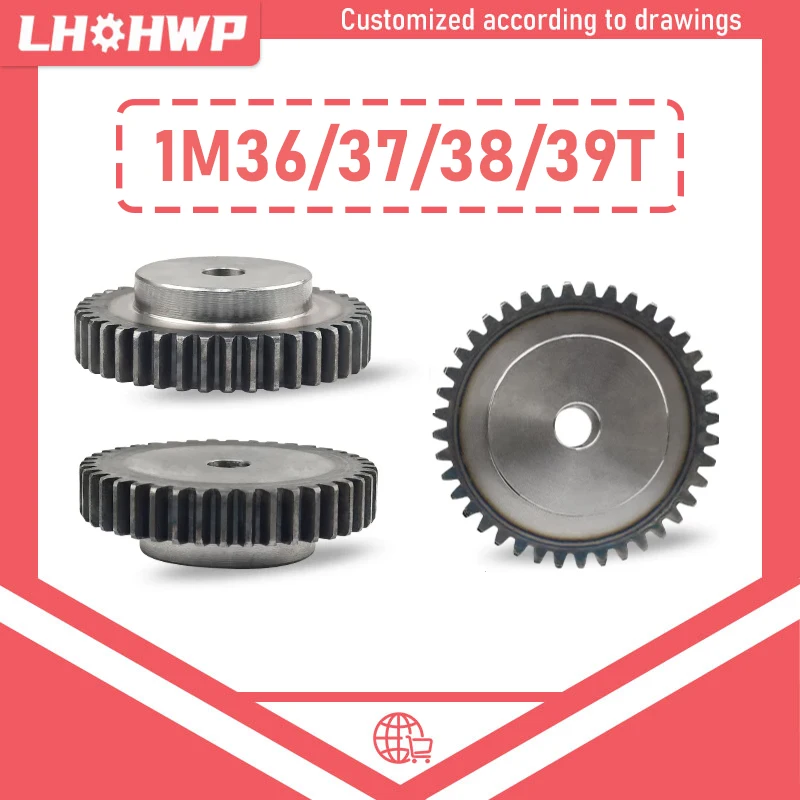 1 Module Spur Gear 1M 36 Teeth/37 Teeth/38 Teeth/39 Teeth Standard Hole 6/8/10/12mm Precision 45# Steel Motor Boss Gears
