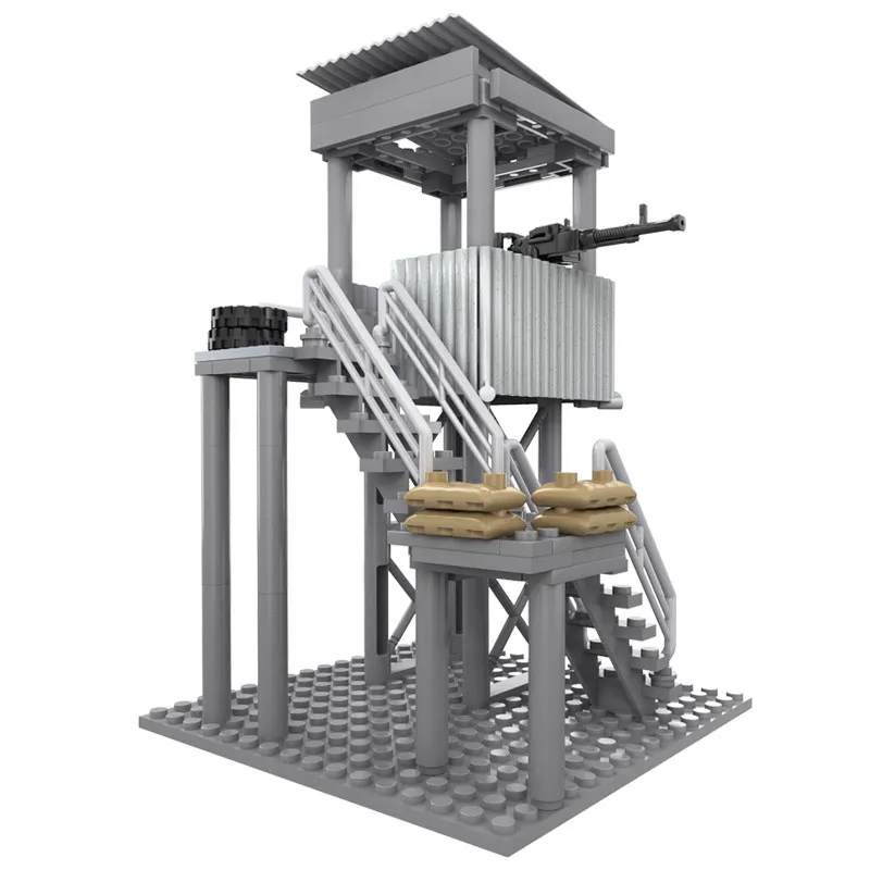 

Военная серия, сборка часовой башни, модель здания, сцена, подвал, детские игрушки для мальчиков, строительные блоки