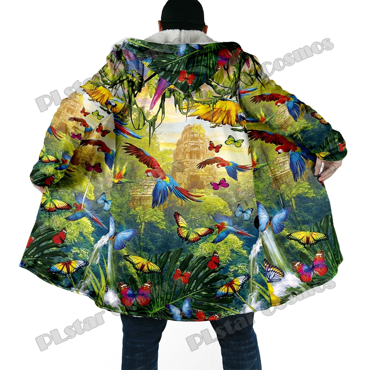 

Animal World Parrot / lion / Tiger / Bear 3D All Over Printed Men's Fleece Hooded Cloak Unisex Casual Thick Warm Cape coat PF99