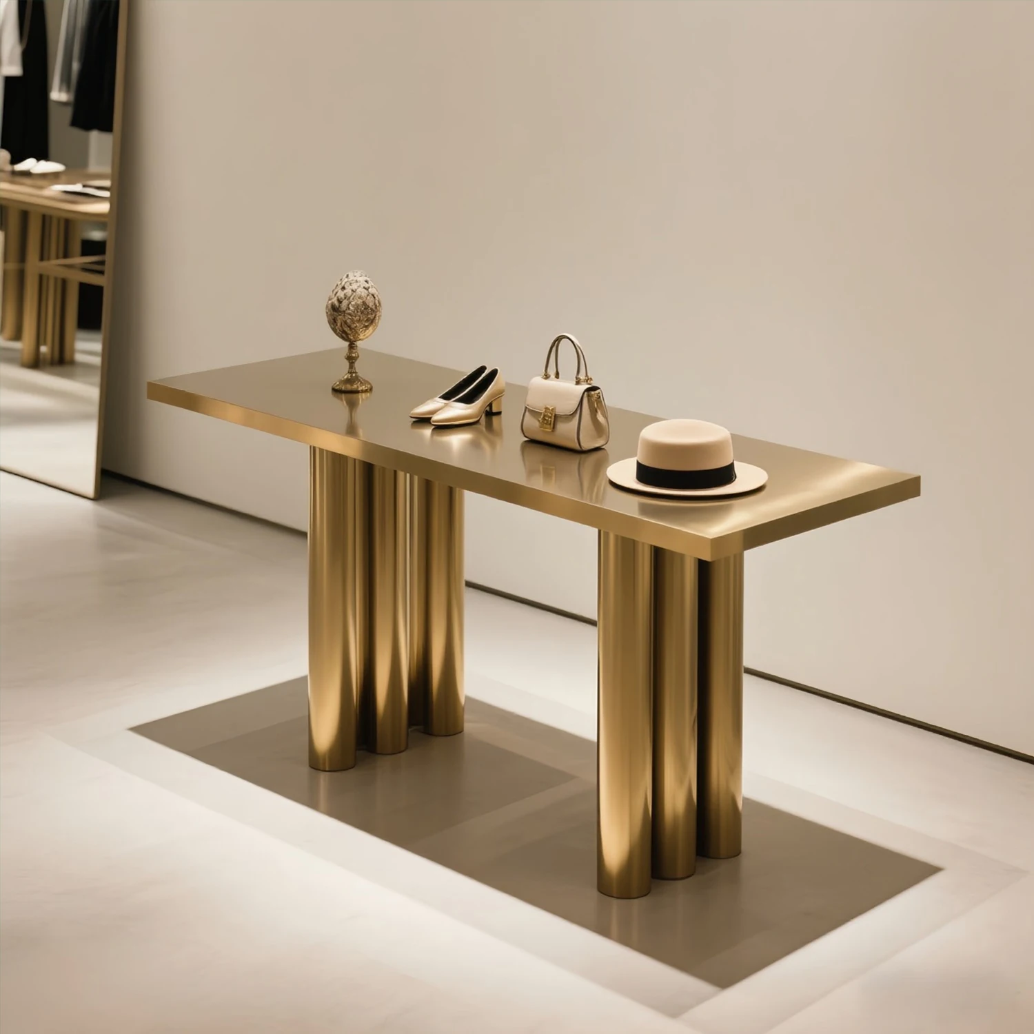 Shopping mall exhibition hall display table shoe bag display storage table stainless steel water table