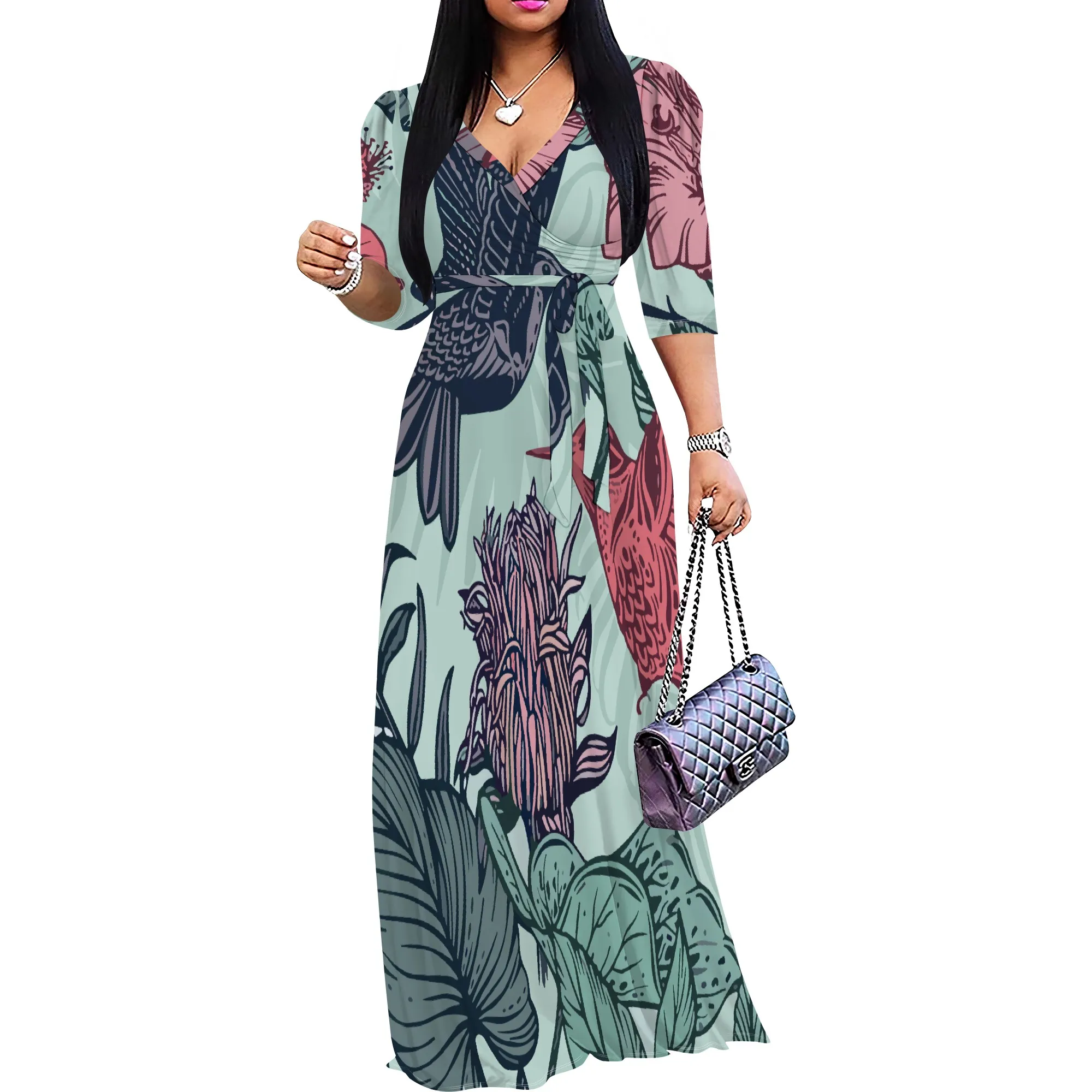 Women's Casual Sexy V Neck 3/4 Sleeves Club wear Party Outfits - Image 2