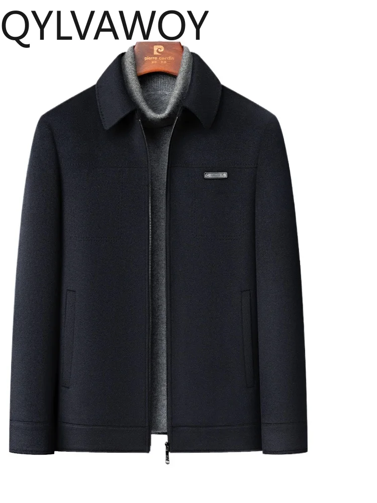 

QYLVAWOY 87% Wool 2024 Autumn Winter New Wool Coat Short-Style Executive Men's Thickened Warm Mulberry Silk Outerwear LJ2560