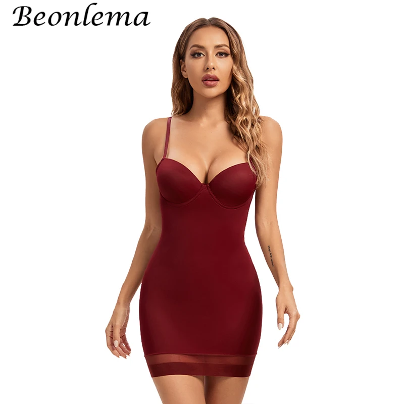 Vestido Sexy para adelgazar y dar forma a la ropa interior de mujer, deslizadores de Control, revestimiento plano del vientre con copas, lencería reductora