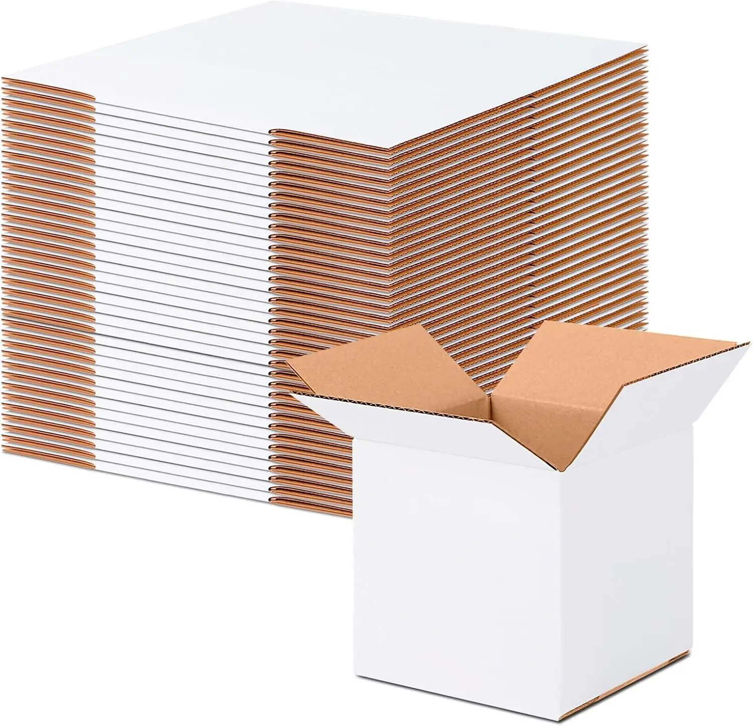 

Set of 40 White Corrugated Cardboard Boxes, 5x5x5 Small Shipping Boxes for Mailing Packaging Gifts