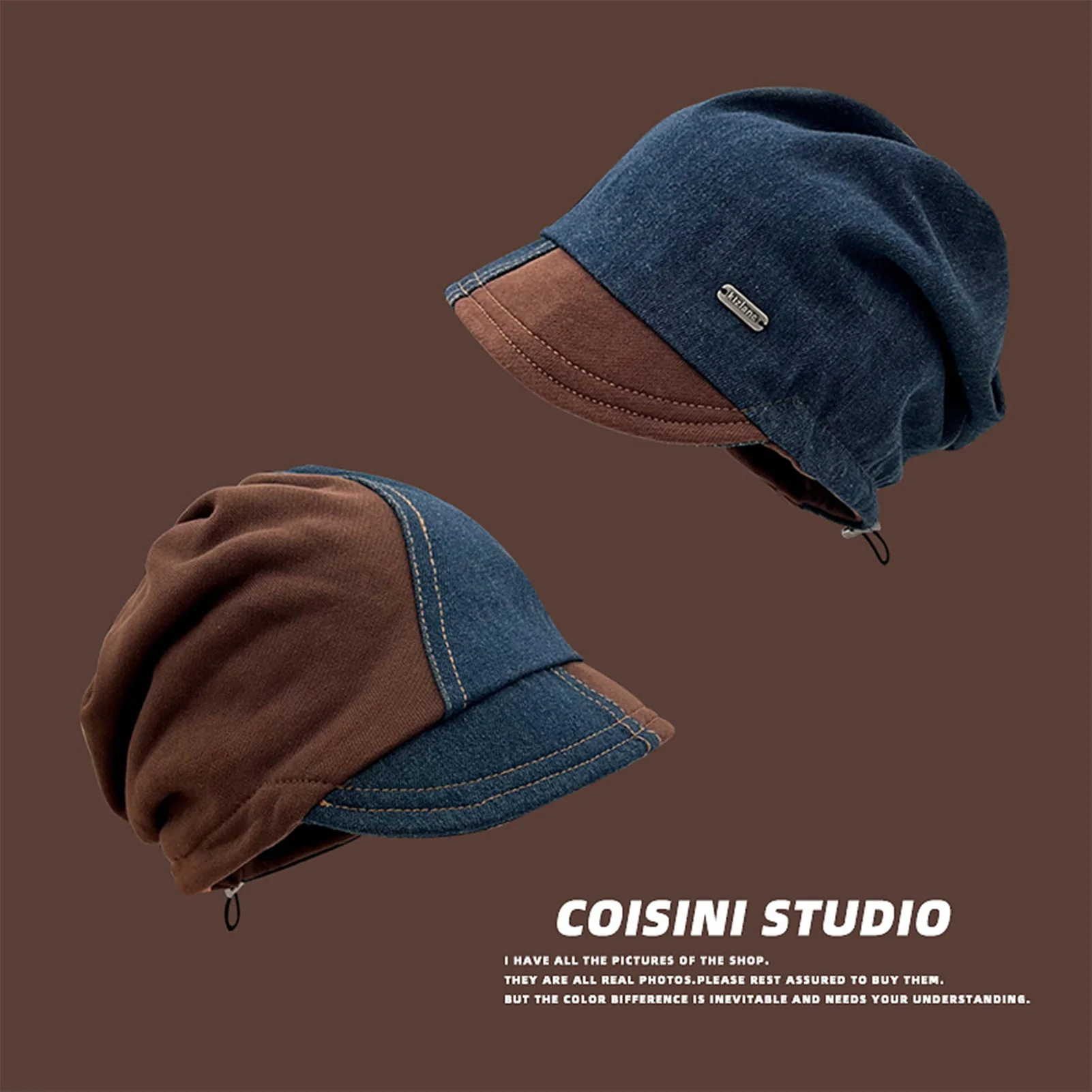 

Outdoor Cycling Caps Vintage Wasteland Denim Style Pile Capfor Men And Women Autumn Winter Outdoor Thickened Warm Hat Bucket Cap