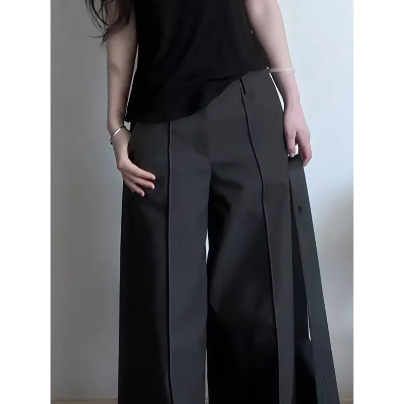 

Designer Wide Leg Pants High Waist Split Hem Straight Leg Trousers Casual Office Wear For Women