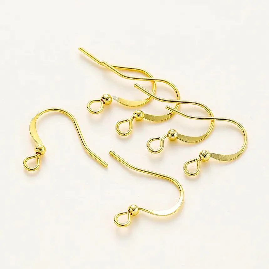 20Pcs 18K Gold Plated Flat Earrings Hooks Brass Earring Wire Clasps Beads Connectors for DIY Earring Jewellery Making Supplies