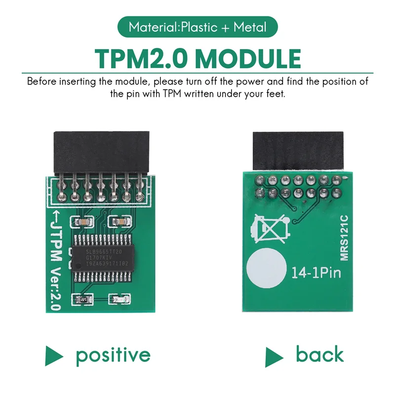 ABSQ-TPM 2.0 暗号化セキュリティモジュールリモートカード LPC-14PIN モジュール 14Pin LPC MSI TPM2.0 LPC 14 ピンセキュリティモジュール