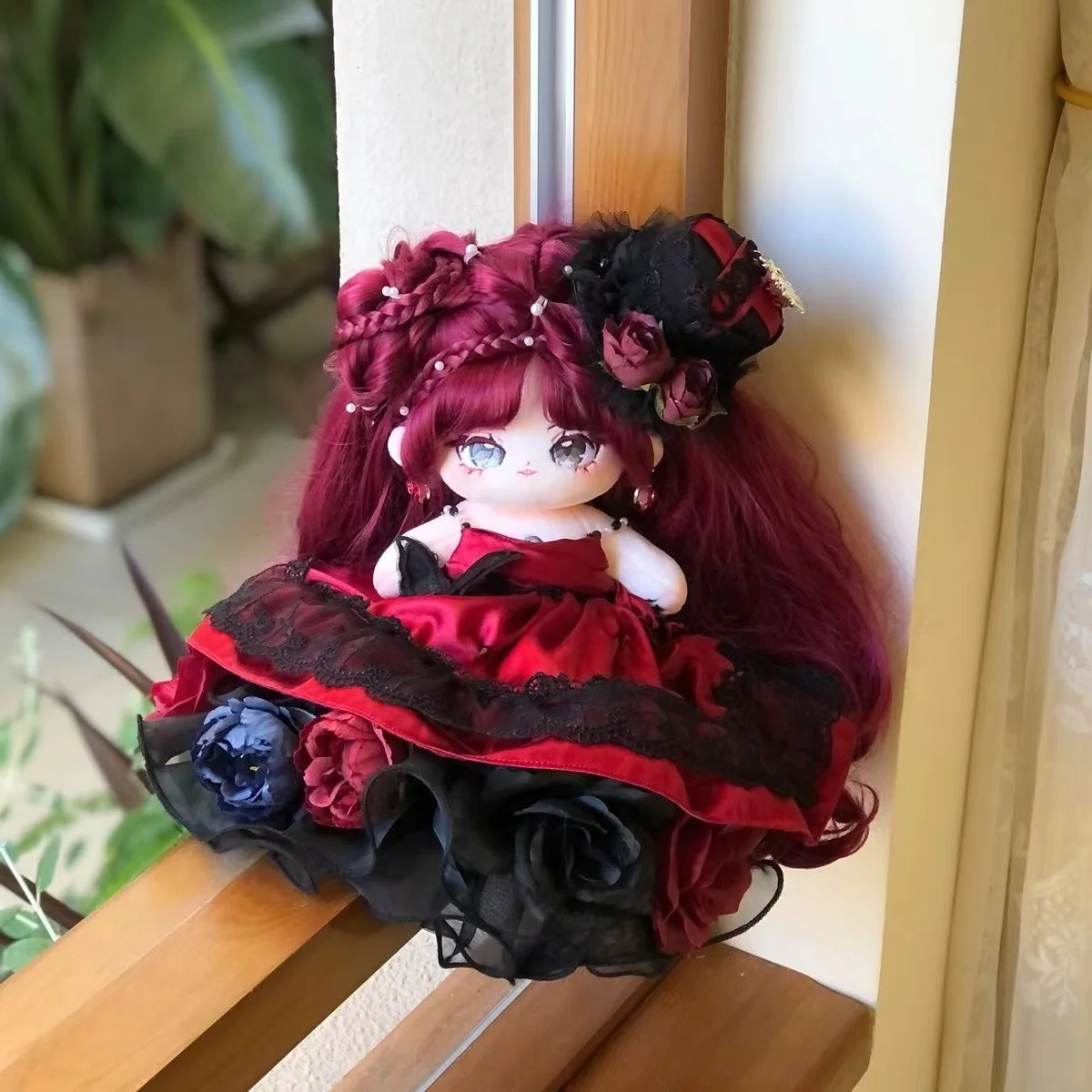 Plushie Princess Girl Red Hair Lolita 20cm 28cm Doll Toy Plush Body Rose Clothes Outfit Cosplay Original Friend Kids Gift