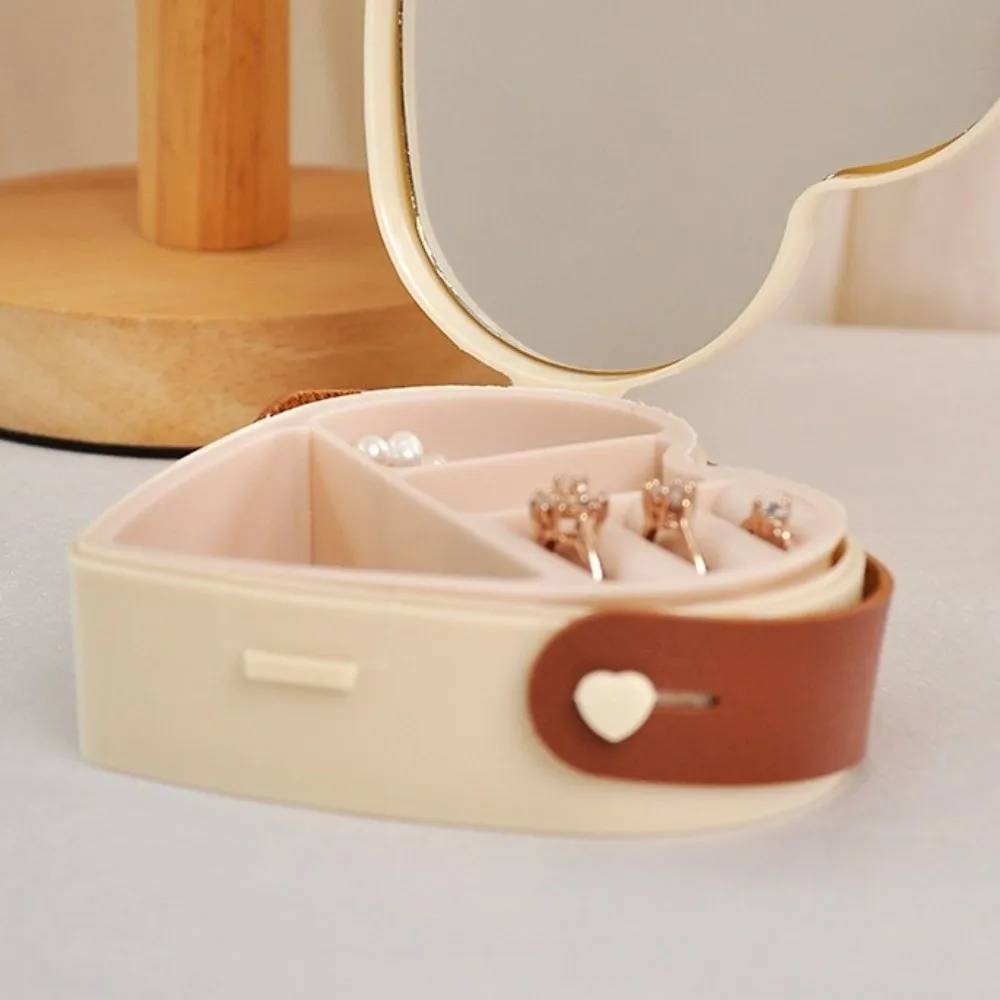 

Simple Style Plastic Jewelry Storage Box Snap Button Heart-Shaped Travel Organizer Mini Jewelry Organizer Gift Box