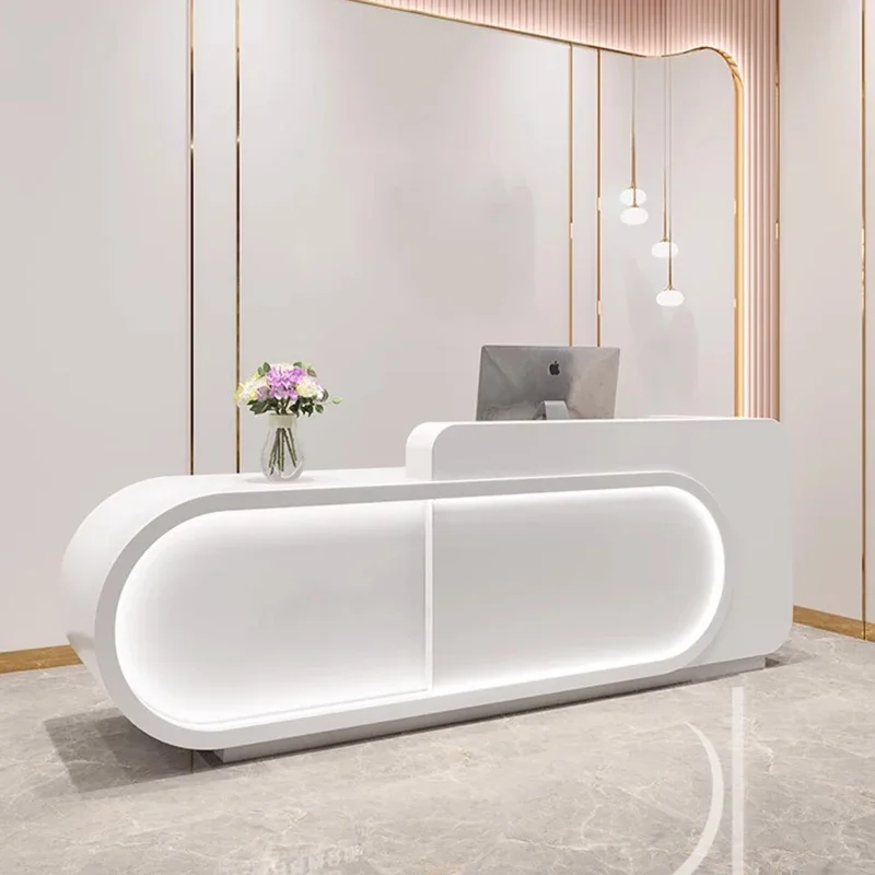 White Pulpit Front Desk Lectern Modern Office Podium Stand Register Shop Counter Hair Salon Pulpitos Bureau Shop Furniture