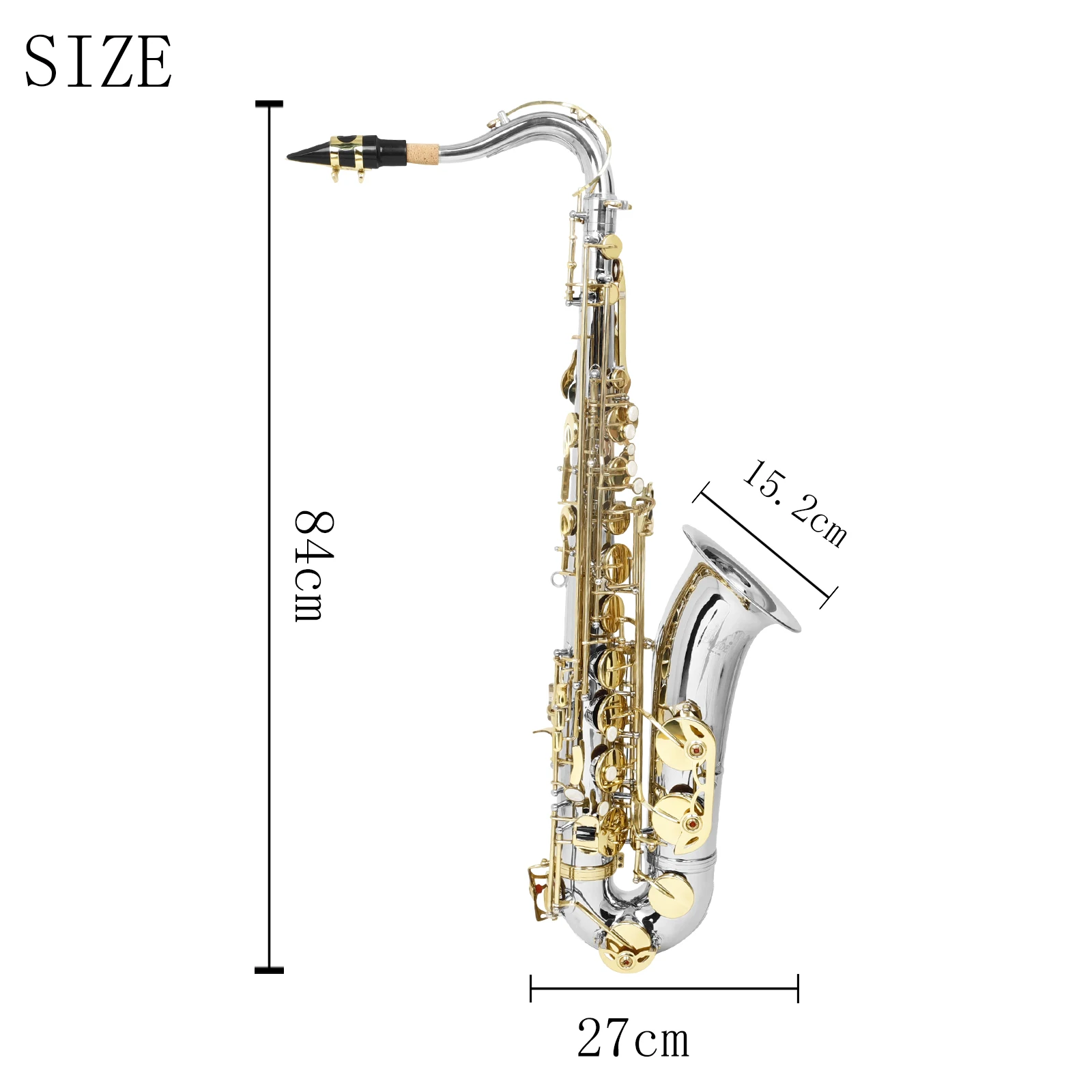 SLADE WT980 Tenor Saxophone Bb Brass Body Gold White Shell Keys Woodwind Instrument Accessories for Sax Performance Practice