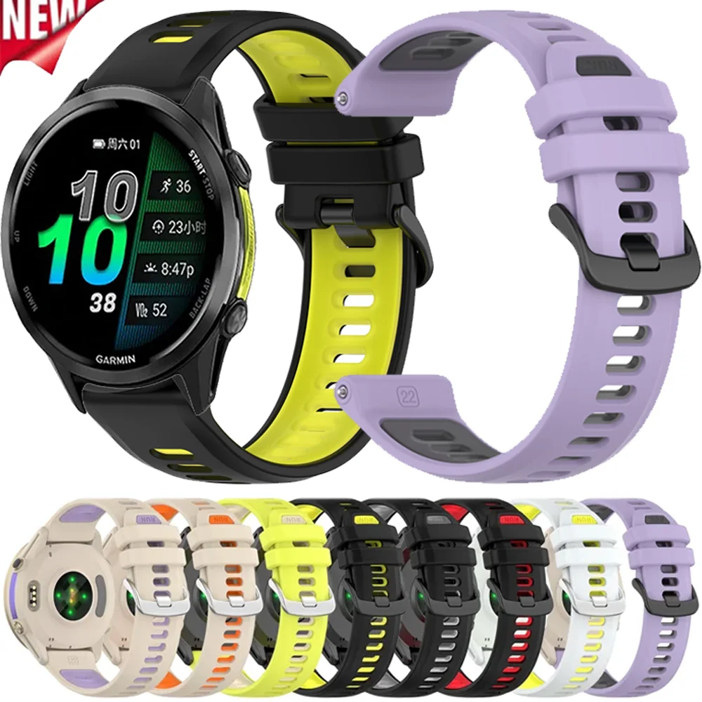 公式シリコンストラップ Garmin Forerunner 970 965 955 945 935 ツートンカラー通気性ブレスレットリストバンド Forerunner 745 Correa