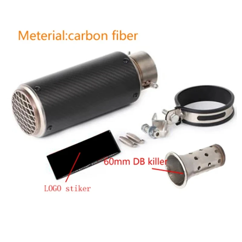 Motorfiets uitlaat inox uitlaat koolstofvezel uitlaat Universele 51/60mm met DB Killer voor z900 R3 R25 MT07 MT09 R1 Z400 Z650