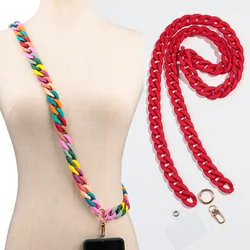 120cm Acrylic Colorful Frosting Phone Strap Crossbody Lanyard Chain for Mobile Phone Portable Hang Cell Phone Accessories