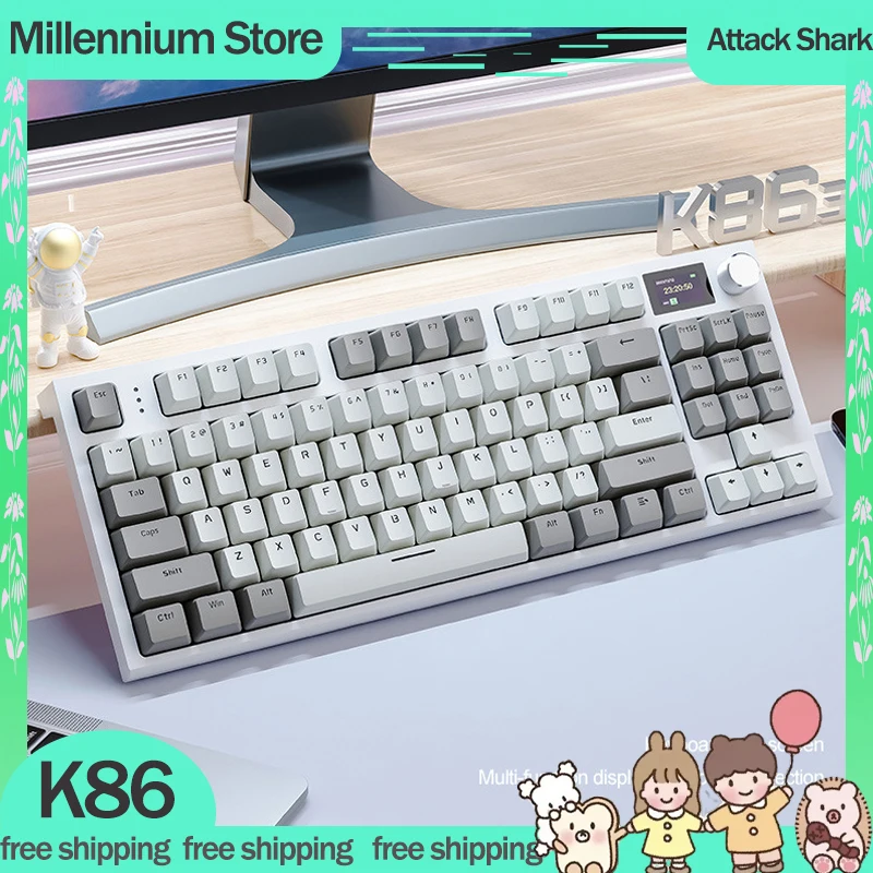 

Attack Shark K86 Mechanical Keyboard 3mode 2.4G Wireless Bluetooth Keyboard RGB Light 75% Layout Hot-Swap Gaming Keyboads Gifts