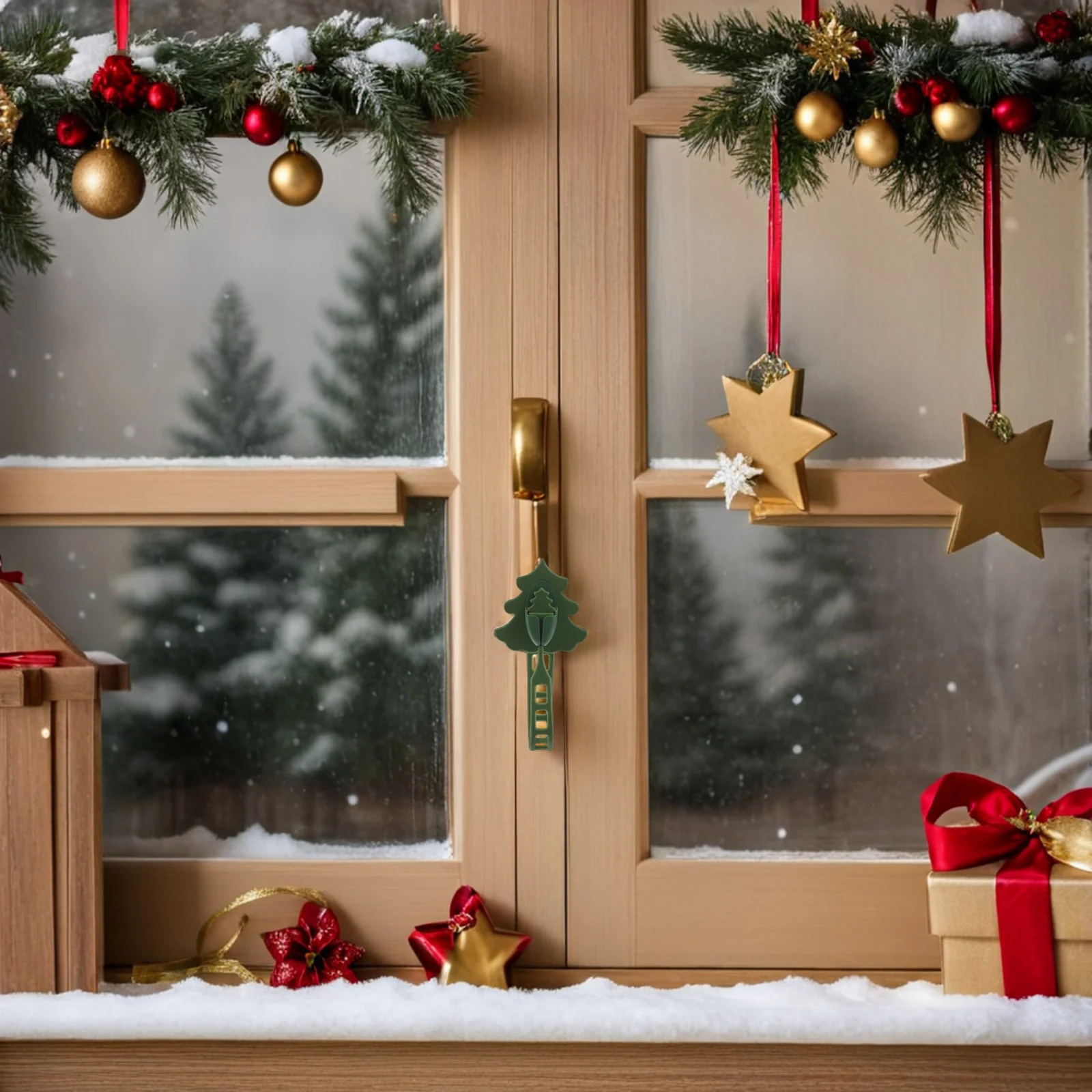 

4Pcs Garland Mantel Hangers Festive Tree Design No Scratch Stocking Hooks for Mantelpiece Door Frame Xmas Ornament Holder Set