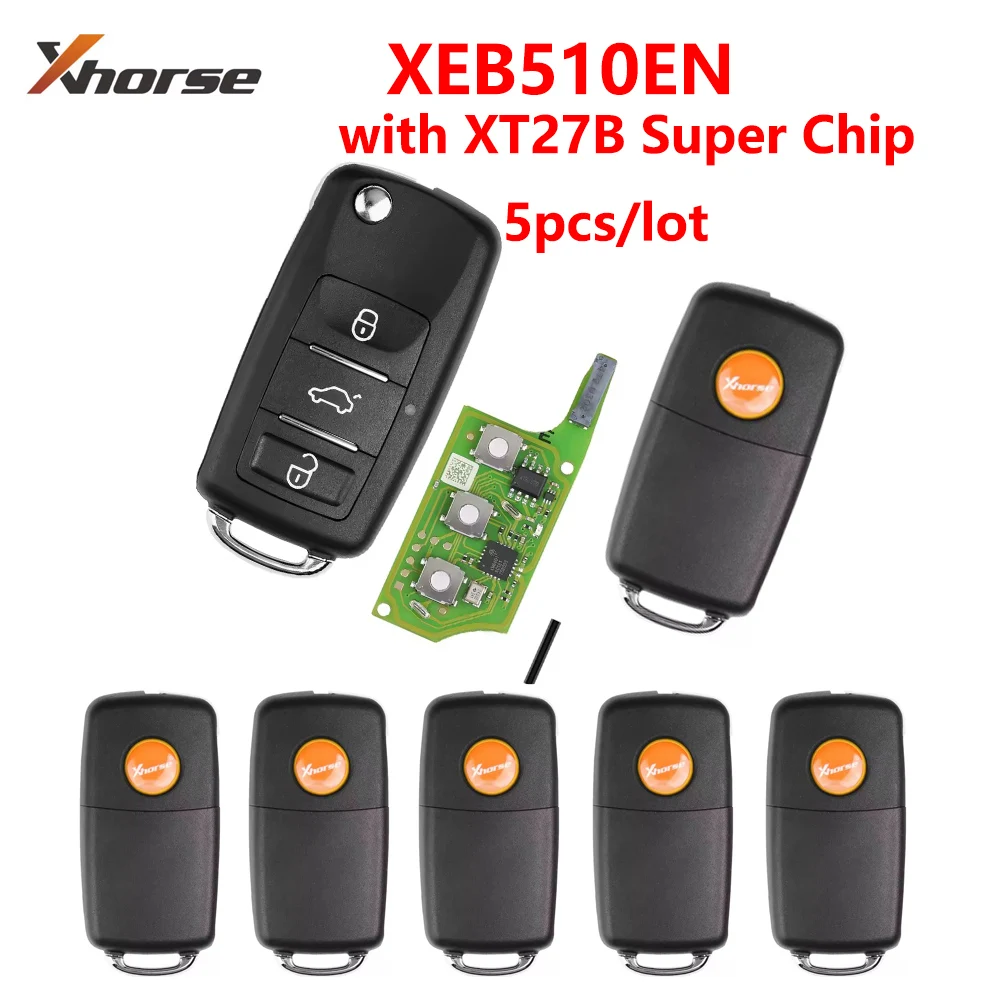 5pcs/lot Xhorse VVDI B5 Super Remote XEB510EN with XT27B Chip Work for VVDI2 /VVDI MINI Key Tool/VVDI Key Tool Max