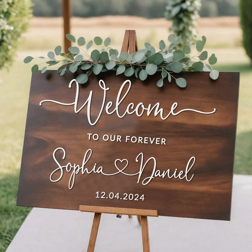 Custom Wedding Welcome Mirror Vinyl Sticker, Simple Design, Personalized Names Decal, Wedding Sign Decor, Custom Wedding Art