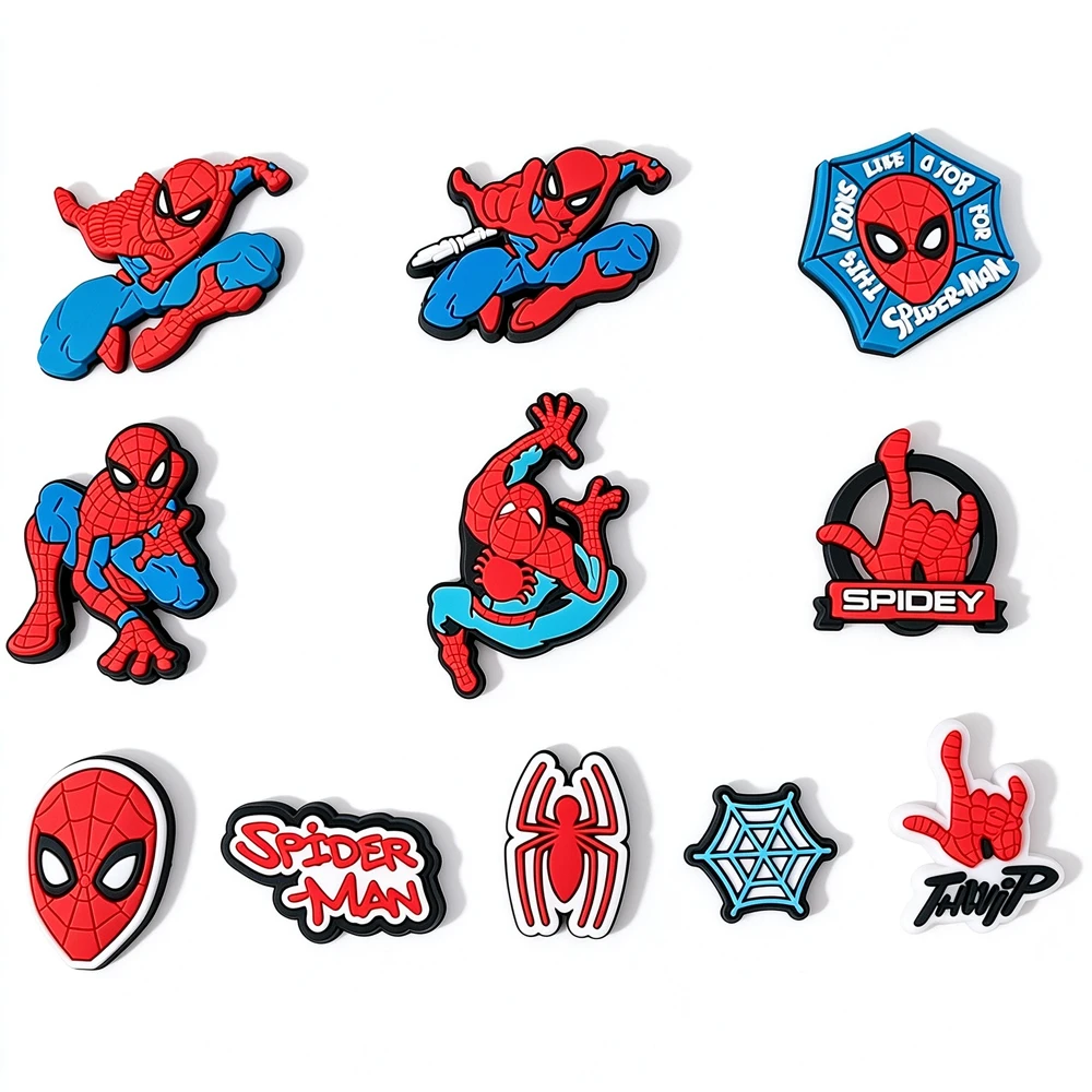 5-87PCS Cartoon Anime Heroe Character spider Shoe Charm Mix PVC Clog Wristband Decor Buckle Detachable DIY Waterproof Party Gift