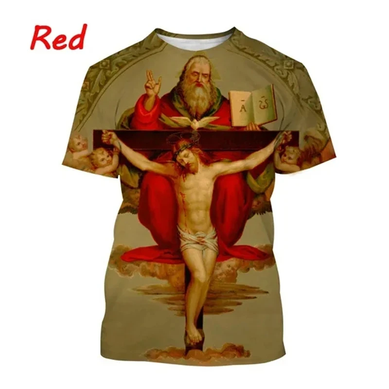 Newest About Jesus Love Everyone Christian 3D Graphic T Shirts Virgin Mary God Bless You Casual Short-sleeved Unisex T-shirt Top