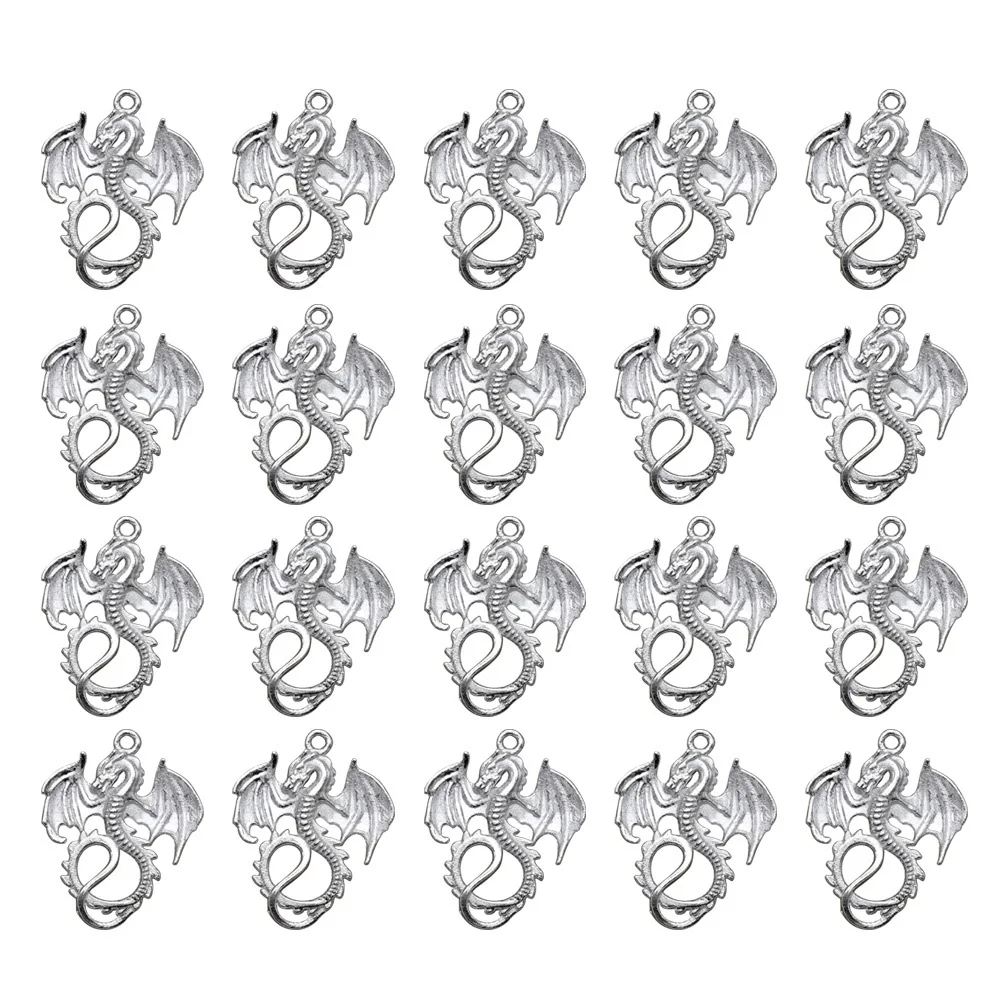 

20Pcs Alloy Flying Dragon Pendants DIY Jewelry Making Accessories Bright Silver for Necklace Bracelet Keychain Scrapbooking